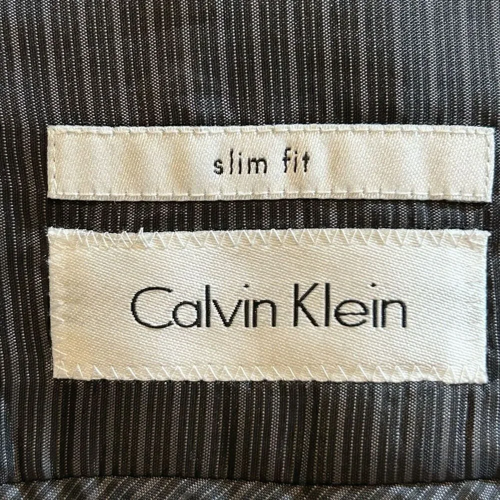 CALVIN KLEIN Men's 40L Slim Fit Gray 100% Wool Blazer Sport Coat Suit Jacket